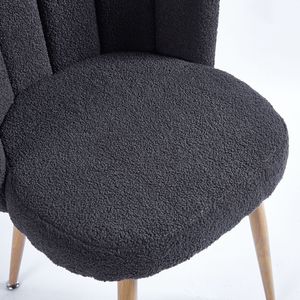 Set di 2 Sedie da Pranzo Moderne Grigie con Gambe in Ferro Color Legno, Cuscini a Pelo Corto e Schienale Confortevole - Product Image 6