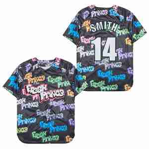 Maillot de softball unisexe noir à manches courtes, boutonné sur le devant, imprimé par sublimation, respirant, en polyester, coupe régulière pour adulte, toutes saisons - Product Image 1