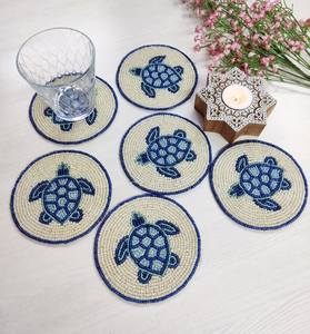 Handcrafted Embroidery Seed <b>Bead</b> Drink <b>Coaster</b> Decorative Round Mug Pad Glass Holder Dining Table Accessory - Product Image 6