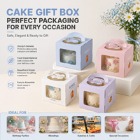 Scatola per Torte Personalizzata con Finestra, Confezione in Carta per Alimenti per Pasticceria, Torte di Compleanno, Matrimonio e Regali