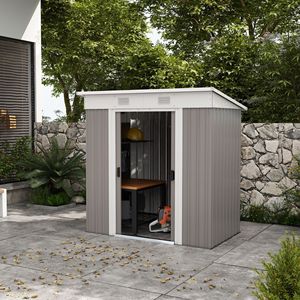 Casetta da Giardino in Metallo 6FT X 4FT con Porte a Doppio Blocco, 2 Prese d'Aria, Telaio in Acciaio per Deposito Attrezzi da Giardino - Product Image 2