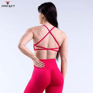 Sujetador deportivo de yoga sin tirantes acanalado ligero y transpirable de talla grande para mujer, de alta elasticidad y soporte, tipo chaleco para fitness y running con cierre frontal. - Product Image 2