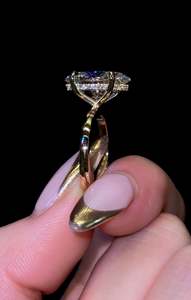 Bague Classique en Diamant Jaune Taille Ovale pour Femme, Or Blanc, Diamant Jaune Ovale, Sertissage Élégant à Griffes, Bijou de Mariage, Cadeau - Product Image 6