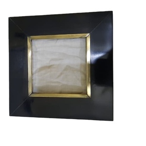 Luxury <b>Black</b> Resin <b>Square</b> <b>Photo</b> <b>Frame</b> Brass Metal Inner Border Accent Picture <b>Frame</b> Tabletop Decor - Product Image 1