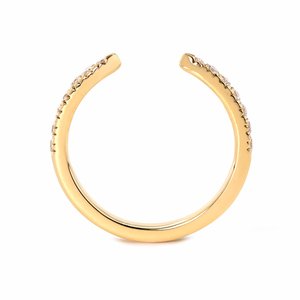 Trendy Round Cut Lab Grown Diamond 14K Solid Yellow Gold Ring Luxury Open Cuff Half Eternity Ring Gap <b>Spacer</b> Band for Engagement - Product Image 4