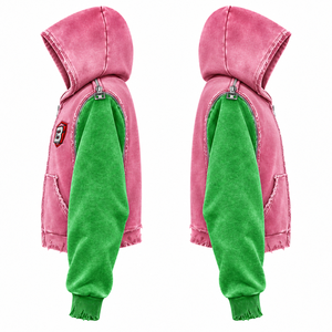 OEM Custom Unisex Distressed <b>Cropped</b> <b>Zip</b> <b>Hoodie</b> Garment Washed Heavyweight Streetwear Jacket Direct from Factory Blimpex - Product Image 4