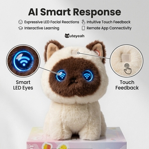 <span class=keywords><strong>Gato</strong></span> Siamés de Peluche Eléctrico Interactivo con IA, Compañero Inteligente con Chat de Voz, Caja de Regalo, OEM, Personalizado, Venta al por Mayor, Material de Poliéster - Product Image 4