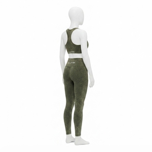 Conjunto de Yoga Verde Oliva para Mujer, Top Deportivo y Leggings de Cintura Alta, Ropa Deportiva para Gimnasio y Entrenamiento - Product Image 2