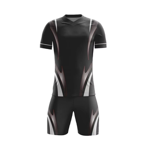 Men's Black Sublimated <b>Soccer</b> Jersey & Shorts Set V-Neck Short Sleeve <b>Soccer</b> Team Uniform Breathable Quick Dry Athletic Wear - Product Image 1