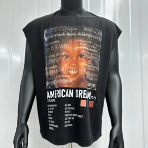 Camiseta sin mangas extragrande para hombre 2026 con estampado gráfico, estilo vintage lavado, top sin mangas streetwear, estampado American Dream, hip hop, ajuste holgado de verano - Product Image 6