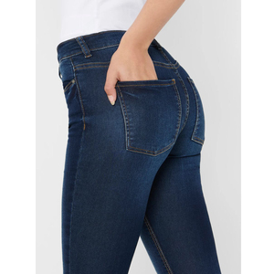 Jean slim taille mi-haute pour femme, en denim de qualité supérieure, décontracté, en coton, style uni, coupe droite, extensible - Product Image 5
