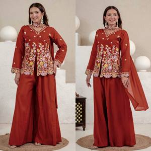 Conjunto de Vestido Sharara de Seda Romana con Bordado de Lentejuelas de 5mm, Listo para Usar, para Fiestas y Bodas, para Mujer - Product Image 4