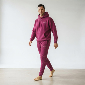 Survêtement décontracté pour homme de qualité supérieure, respirant, deux pièces, 100% coton, avec logo brodé personnalisable, design à capuche surdimensionné - Product Image 2
