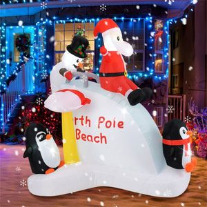 6 Feet Inflatable Penguins and Santa Outdoor Holiday Yard Decorations Festive Christmas Decorations for the Yard - Product Image 1