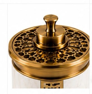Brûleur d'encens arabe cylindrique Mabkhara en marbre blanc, doré, découpé au laser, pour Oud et Bakhoor, compatible charbon de bois - Product Image 3