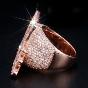 Anillo de cóctel de lujo con diamante moissanita VVS, forma de estrella brillante, plata de ley 925, chapado en rodio, estilo hip hop. - Product Image 3