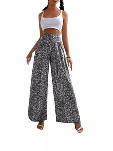 Women’s Loose Floral Print <b>Trousers</b> - Lightweight <b>Drawstring</b> Elastic Waist Casual Straight Leg Pants for Summer - Product Image 2