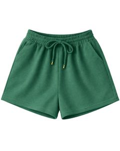 Women Ribbed Crop Tank <b>Top</b> And Drawstring Shorts Set Forest Green With <b>Heart</b> Print Casual Lounge Two Piece Outfit Customized - Product Image 3