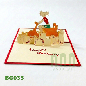 ANN HANDICRAFT BG035 Custom 3D Pop-up Traditional Greeting Card-Hanoi Origin <b>Matte</b> <b>Varnishing</b> for Birthday New Year Valentine's - Product Image 3