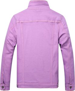Veste en jean décontractée pour homme, col montant, simple boutonnage, longueur standard, couleur unie, en coton, à vendre - Product Image 6