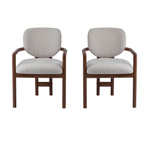 Poltrone imbottite beige (set di 2) - Legno di gomma, capacità di carico 300 libbre, struttura solida - Product Image 1
