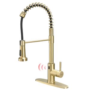 Rubinetto da Cucina Automatico Smart Senza Contatto e Senza Mani in Nichel Spazzolato Oro, Rubinetti da Cucina Moderni - Product Image 4