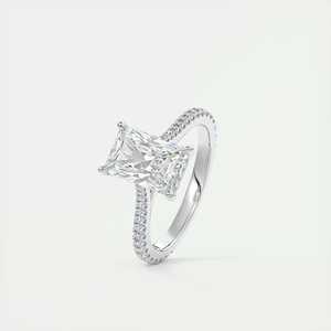 Anillo de compromiso de lujo con halo oculto y diamante de laboratorio de corte radiante de 2.50 quilates en oro blanco de 14k - Product Image 2