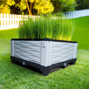 Cama de jardín elevada de fácil montaje, macetas de plástico planas para plantar verduras y flores - Product Image 6