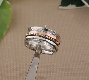 Bague anti-stress de méditation artisanale en argent sterling 925 avec turquoise sertie clos, style bohème, bijoux de mariage artisanaux, vente en gros - Product Image 4