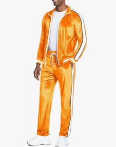 <b>Men</b> Mustard Yellow <b>Velvet</b> Tracksuit Set Stand Collar Zip Up <b>Jacket</b> Long Sleeve Pants Two Piece Casual Outfit - Product Image 6