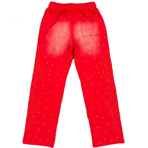 Pantalones Deportivos Personalizados con Logotipo, para Hombre, con Pedrería, Diseño de Llama, Pierna Ancha, Lavado Ácido, Estilo Urbano - Product Image 3