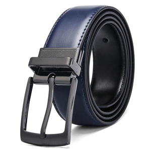 Ceinture décontractée pour homme en cuir de vachette réversible avec boucle en cuivre rotative à 360 degrés, respirante et écologique, marron uni - Product Image 5