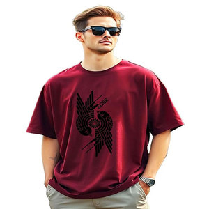T-shirt Homme Oversize Personnalisé 230g, Nouveau Style Tendance, 100% Coton Tissé, Lavage Vintage, Coupe Ample Épaules Tombantes, Streetwear - Product Image 1