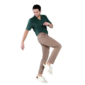 Sokak tarzı günlük erkek pantolonları erkek pantolon streç süper Flex bel Slim Fit düz ön konik Chino pantolon takım elbise pantalonları