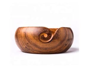 ชามไหมพรมวัวทำจากไม้ธรรมชาติพร้อมรูถักนิตติ้งที่เก็บของด้วยมือสำหรับอุปกรณ์ถักโครเชต์ - Product Image 2