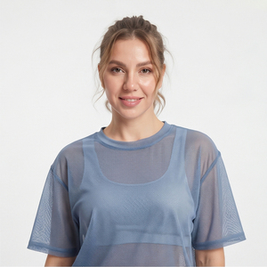 T-shirt en maille transparente haute performance, respirant et léger, 100 % polyester, idéal pour l'été - Product Image 5