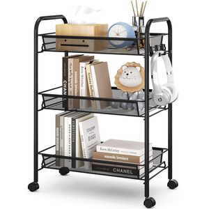 Strong Metal <b>Wire</b> Vegetable And Fruit Trolley For Kitchen Storage With Mobile Wheels And Open <b>Shelf</b> Design - Product Image 4