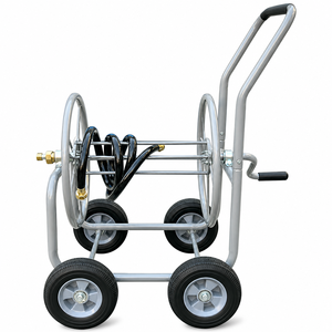 Enrouleur de tuyau d'arrosage métallique robuste de 150 pieds avec chariot et 4 roues en caoutchouc massif pour l'arrosage, le lavage de voitures et le bain des animaux ODGGAD020 - Product Image 2