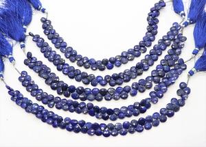 Natural Lapis Lazuli Faceted Heart Beads 6.5-7.5MM Lapis Gemstone Beads 8 Inch Strand Lapis Lazuli Beads For Jewelry Making Bulk - Product Image 3