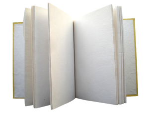 Album photo personnalisé en papier de coton recyclé fait main, couverture rigide, couleur jaune, broderie blanche - Product Image 3