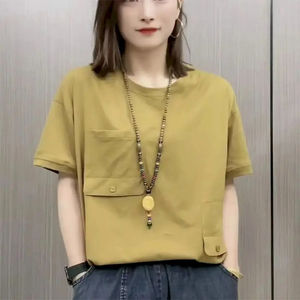 T-shirts Oversize Femme Tendance 2025 – Nouveauté Décontractée à Manches Courtes avec Poches, Coupe Ample Amincissante, Style Y2K, T-shirt Léger d'Été - Product Image 6