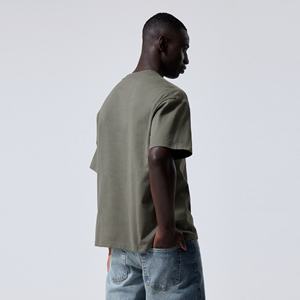 T-shirt pour homme 100% coton de haute qualité coupe ample Boxy uni surdimensionné anti-rétrécissement anti-rides lettre arrondie - Product Image 2