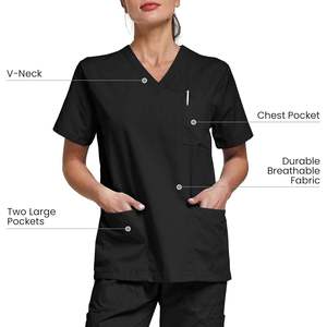 Wholesale Top Pants Short Sleeve Beauty Hospital Staff Uniform Women Men <b>Doctor</b> Nurse Signature Pocket Zip Scrub Scrubs <b>Set</b> - Product Image 1