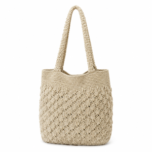 Sac fourre-tout en chanvre tricoté à la main, style bohème, naturel, écologique, fait main, sac de shopping à bandoulière, durable, artisanal, marché, sangle unique - Product Image 1