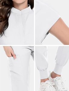 ชุดยูนิฟอร์มพยาบาลคุณภาพสูงสำหรับทุกเพศ ชุดสครับสำหรับโรงพยาบาล ชุดดูแลสุขภาพ เนื้อผ้าฝ้ายฟลีซยืดหยุ่นสวมใส่สบาย แขนสั้น - Product Image 4