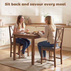 Set di 2 sedie da pranzo grigie imbottite con schienale a X, seduta imbottita e gambe in legno di gomma per cucina e sala da pranzo - Product Image 4