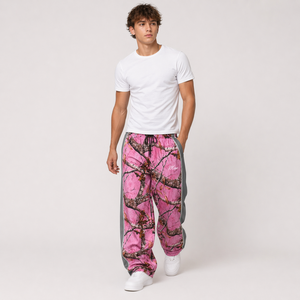 Pantalones de chándal de nailon rosa camuflado personalizados de moda para hombre, de pierna ancha, estilo urbano, con ribetes de camuflaje, pantalones para hombre, proveedor mayorista OEM, EE. UU. - Product Image 3