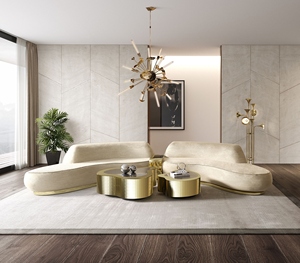 Mesa de centro de diseño de lujo, moderna, dorada, contemporánea, para cócteles, mueble de diseño para sala de estar - Product Image 3