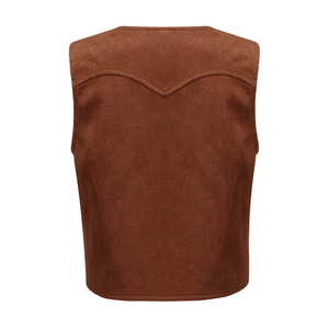 Chaleco de Gamuza Marrón para Hombre con Flecos, Cuello en V, Ropa Casual de Otoño - Product Image 3