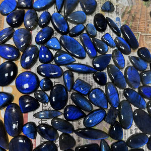 Labradorite de qualité supérieure, prix de gros, cabochon de labradorite bleue, pierre précieuse multichrome, décoration intérieure, 25-30 mm, Inde - Product Image 1